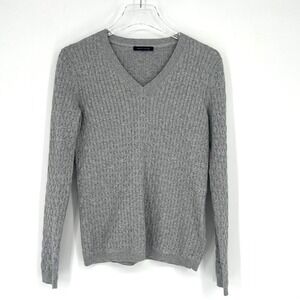 Tommy‎ Hilfiger Sweater Womens S Gray V Neck Cable Knit Preppy Lighteweight